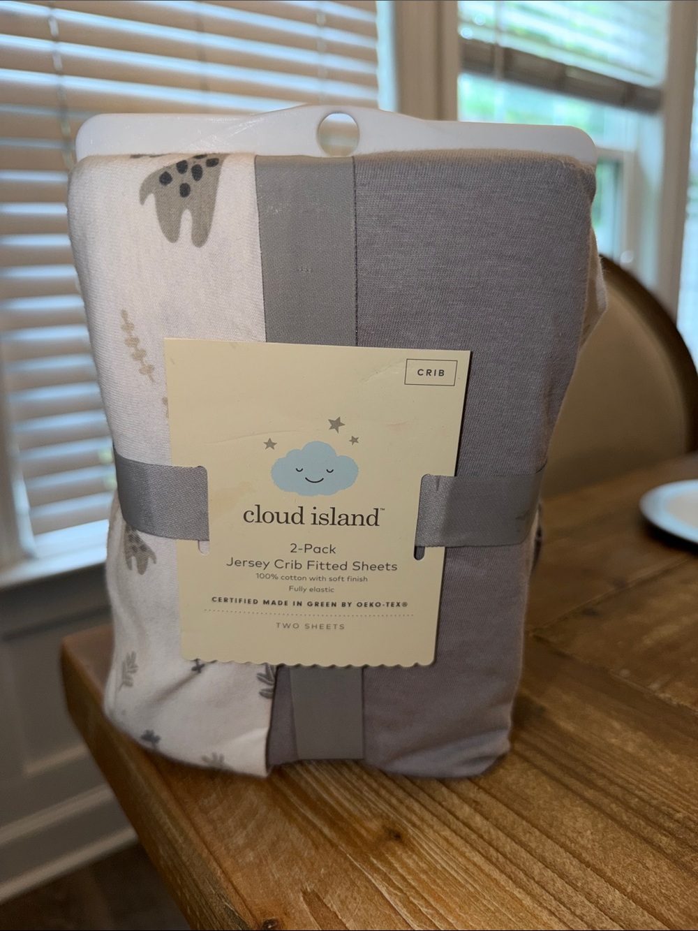 cloud island Gray and White Jersey Crib Sheets - 2 Pack
